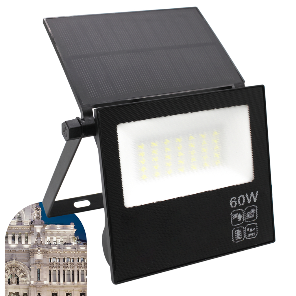 Refletor Solar Led 60w Placa Prova Dágua Dobrável Ajustável | Shopee Brasil