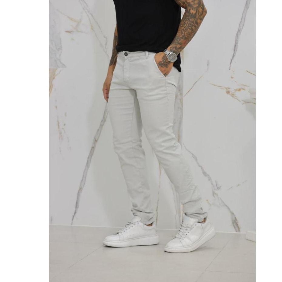 Calça Social Bolso Embutido Masculina Gelo
