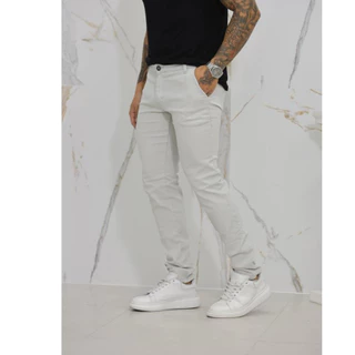 Calça Social Bolso Embutido Masculina Gelo
