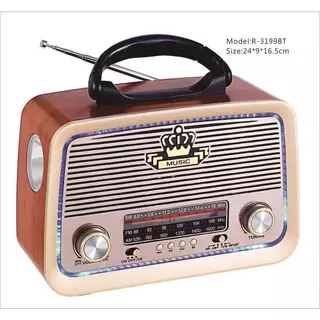 Radio Retro bluetooth ,entrada usb,microsd lanterna e sainda auxiliar AD-3199