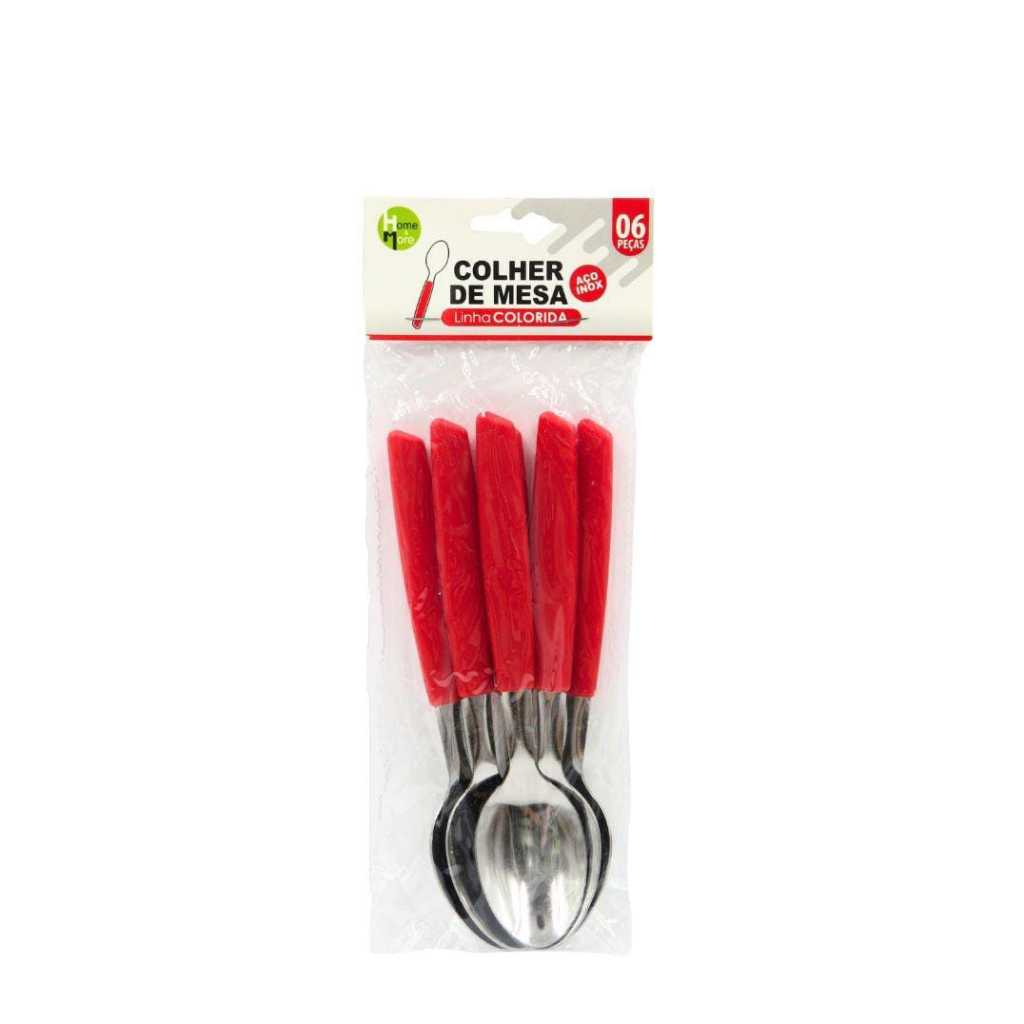 Colher de Mesa Sopa 6 Peças Aço Inox Cabo Plástico 19 cm | Shopee Brasil