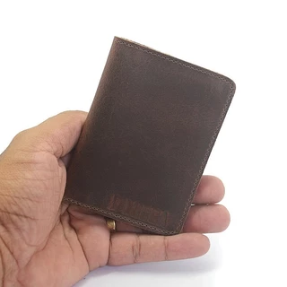 Porta Cartão Rustico Couro Legitimo Cabe Rg Carteira Slim Porta Documento Marrom