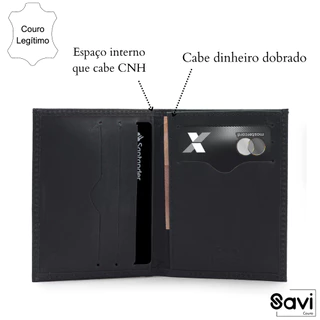 Porta Cartão De Couro Legitimo Carteira Fina Cabe Cnh Carteira Masculina Slim Leve Pequena