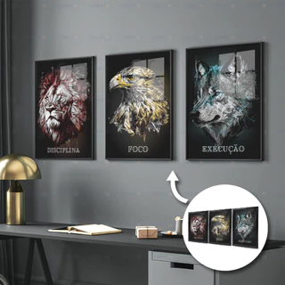 Quadro Motivacional Disciplina Foco Execução Moldura e VIdro