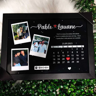 Quadro personalizado data especial | Quadro com fotos Retrô e Spotify
