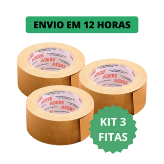 Kit 3 unidades - Fita Kraft Crepada Resistente Embalagem Papel - 45mm x 50m