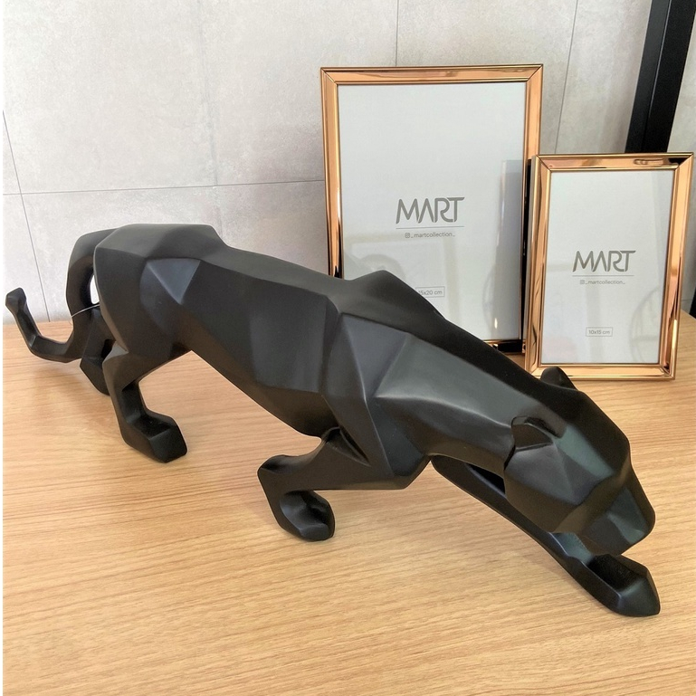 Estatua Decorativa Casa Sala Leopardo Onça Tigre Enfeite Decorativo preto branco dourado