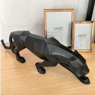 Estatua Decorativa Casa Sala Leopardo Onça Tigre Enfeite Decorativo preto branco dourado