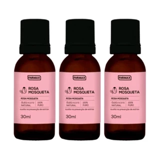 kit 3 óleos de rosa mosqueta farmax 100% puro 30ml manchas, rejuvenescimento, clareador, antissinais