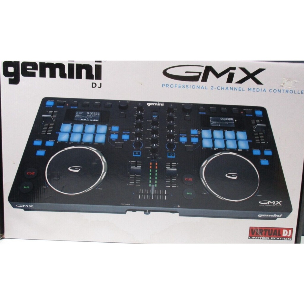 Equipamento de áudio profissional para DJ Gemini GMX MIDI Controller Dual Media Player. Controlador de DJ/reprodutor de mídia autônomo.