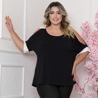 Camisa Feminina Plus Size Blusa Ciganinha Soltinha GG ao G5 Blusinha Bata Charmosa