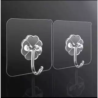 Pacote com 2 Ganchos Adesivo 6x6cm Transparente Autocolante Parede Casa Cozinha Quarto Multiúso em Oferta na Shopee