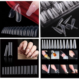 Kit 100 Moldes F1 Transparente Pra Unhas Reutilizáveis Bailarina, Amond, Stileto, Russo, Mandorla e Curvatura c