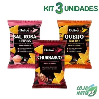 KIT 3 Tortilla Chips Sem Glúten Sem Lactose Vegano 50g - Belive