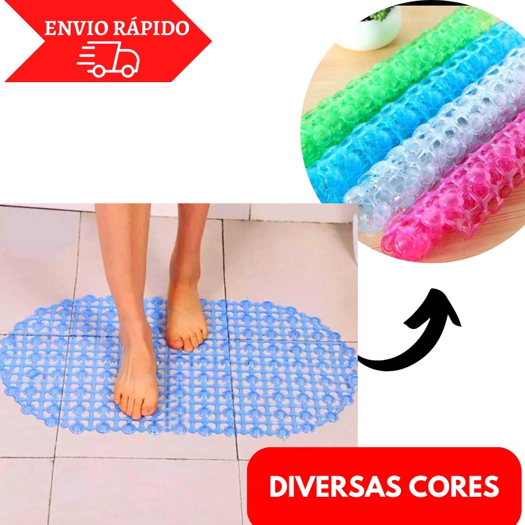 Tapete para Box Banheiro Antiderrapante 30cm x 65cm cm Borracha 100% PVC