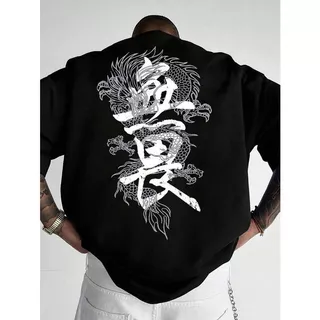 Camisa Masculina Oversized Dragão Japonesa Dragon Camiseta Street Styles Unissex