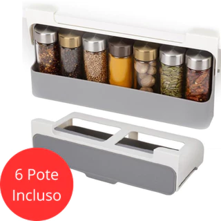 Prateleira Porta Tempero e Condimentos Para Cozinha Retratil Rack Organizador Suspenso para 6 Potes