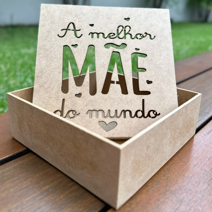 Embalagem Presente em MDF Decorada Para A Melhor Mãe do Mundo 15x15x5 em Oferta na Shopee