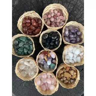 Mini Cesto Pedrinhas Roladas (2cm): Ametista, Quartzo Rosa - Verde - Leitoso, Jaspe Vermelho - Amarelo, Cristal, Ônix, em Oferta na Shopee