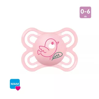 Chupeta 0-6 meses MAM PERFECT Embalagem Unitária Uma Bebê Menina Rosa Desenho Bico Personalizado - Lançamento