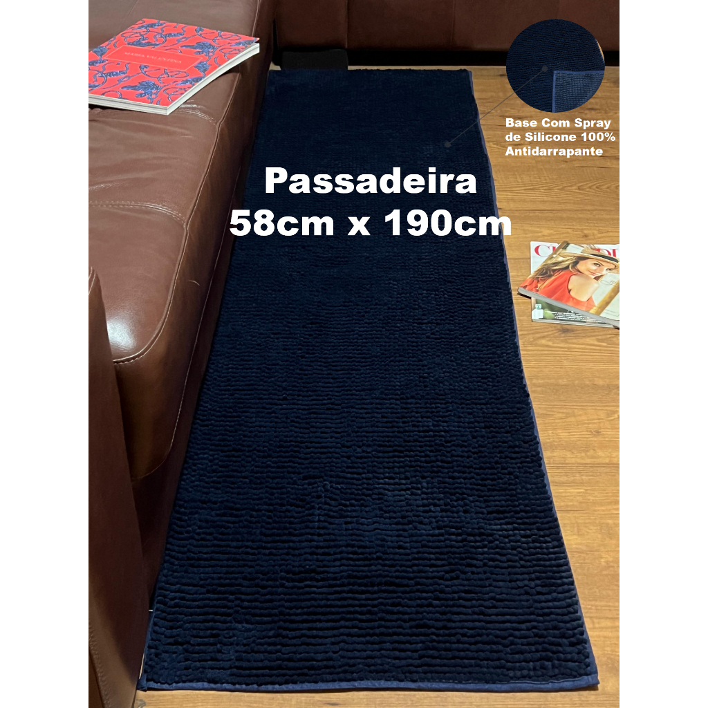 MD005 Tapete Bolinho Cozinha Sofá Provador Corredor Cama Passadeira Macarrão 0,58x1,9 Mt Antiderrapante liso Macio