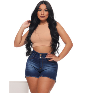 Shortinho jeans Barra fio com 2 botões Premium