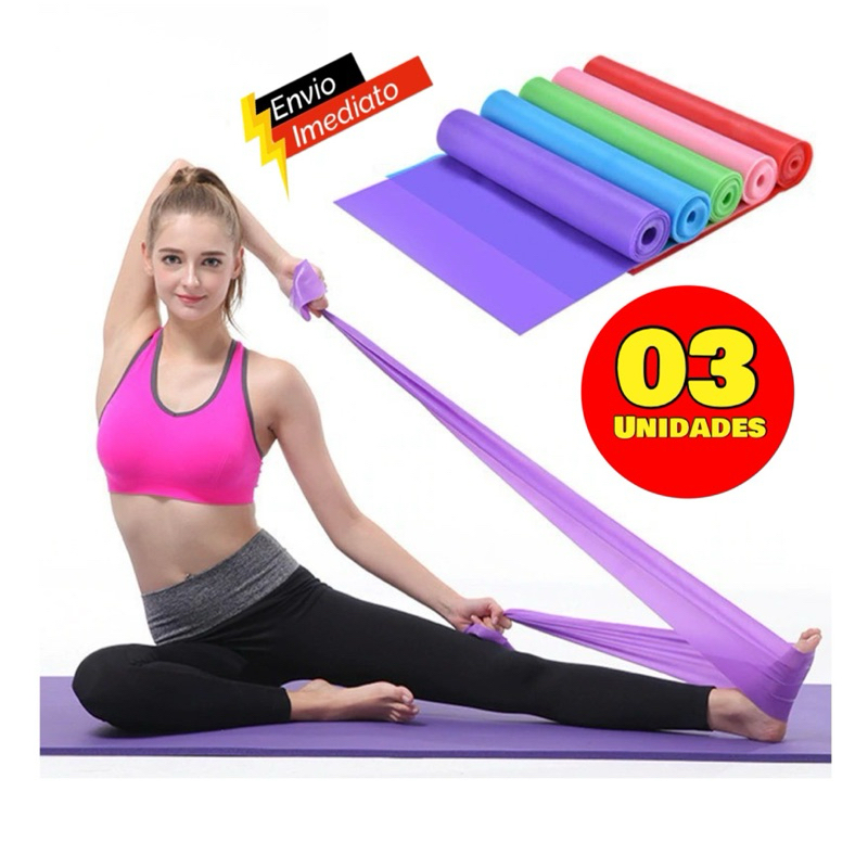 Kit 3 Faixas Elásticas Thera Band Fisioterapia Exercício Elástico de Treino em Casa