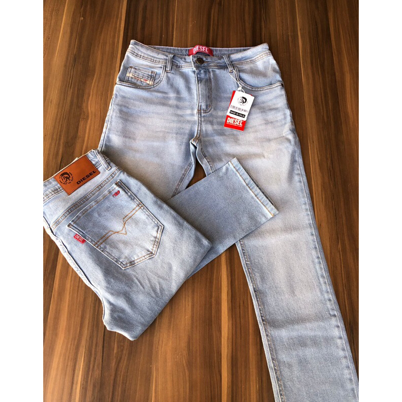 Calça jeans masculina tradicional Slim trabalho com eladtano