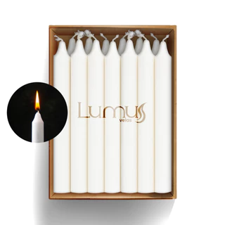 Kit de 200 Velas Palito Brancas de 18X1,5 cm - Parafina Pura - Queima de 5 Horas
