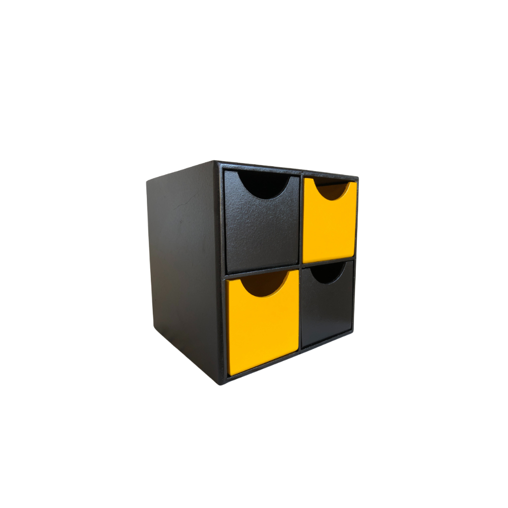 gaveteiro preto 4 gavetas gaveteiro organizador de escritório preto e amarelo