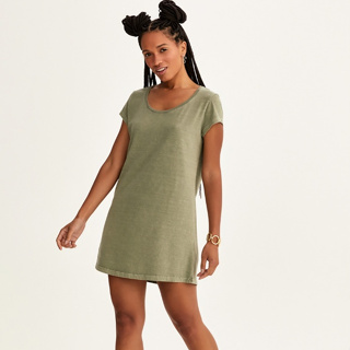Vestido de Malha Básico Estonado de Algodão Premium que Não Encolhe