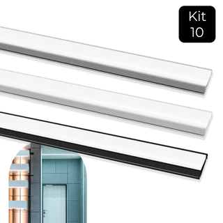 Kit 10 Metros Perfil Sobrepor Alumínio Slim P/ Fita Led