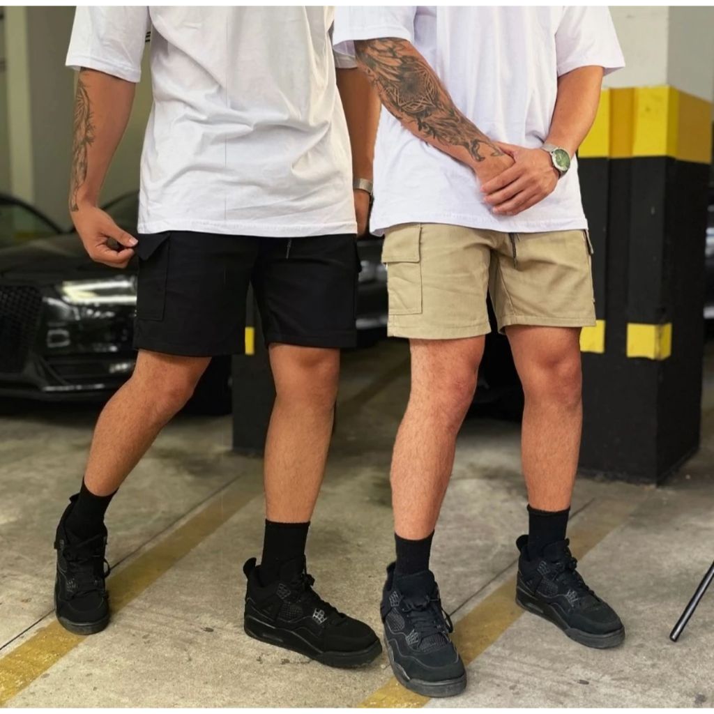 Bermuda Cargo Masculina Curta Streetwear casual Short Sarja Bolsos Laterais
