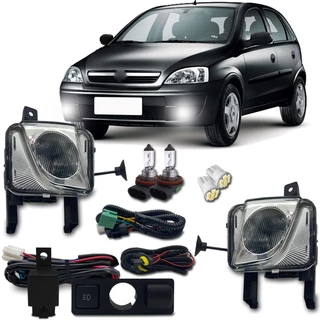 Kit Farol Milha Corsa Montana Meriva 2003 2004 2005 2006 2007 2008 2009 2010 2011 2012 Com Lampadas