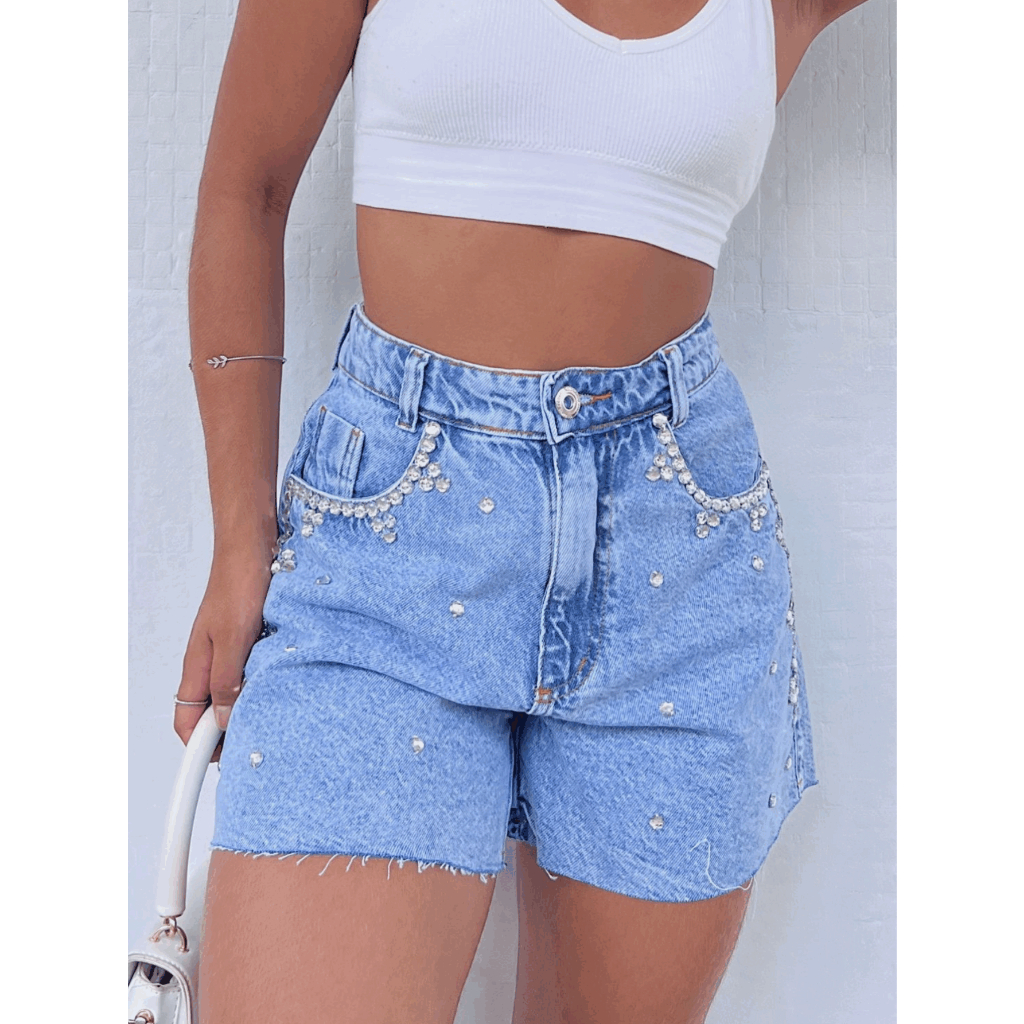 kissmelady 5020 short Jeans feminina com brilho jeans casual com ...