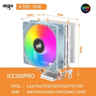 Cooler para processador, ICE200PRO, RGB, 2 Heatpipes, AMD, INTEL