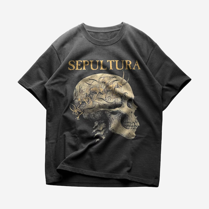 Camiseta Básica T-shirt Unissex Sepultura Skull Metal