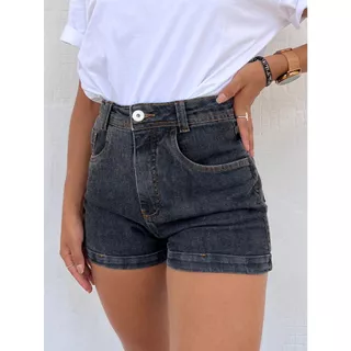 8241 short jeans feminina Bermuda Feminina preto marmore escuro 8241
