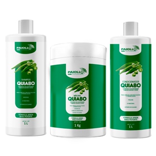 Kit Quiabo Máscara + Shampoo + Condicionador 3 x 1 Litro Paiolla Anti-oliosidade