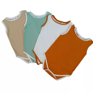 Kit 4 pc Body Regata Bebê Algodão Roupas de bebê
