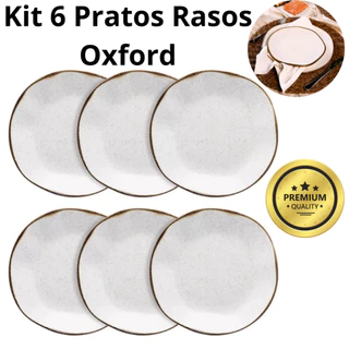 Prato Raso Conjunto Ryo Maresia Areia 6 Unidades 27,5cm Oxford Porcelanas Alta Qualidade
