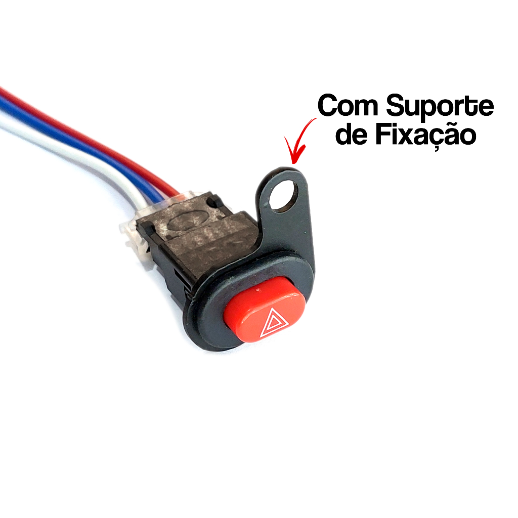 Botão Pisca Alerta Moto Universal C/ Suporte Titan Bros Xre Honda Yamaha