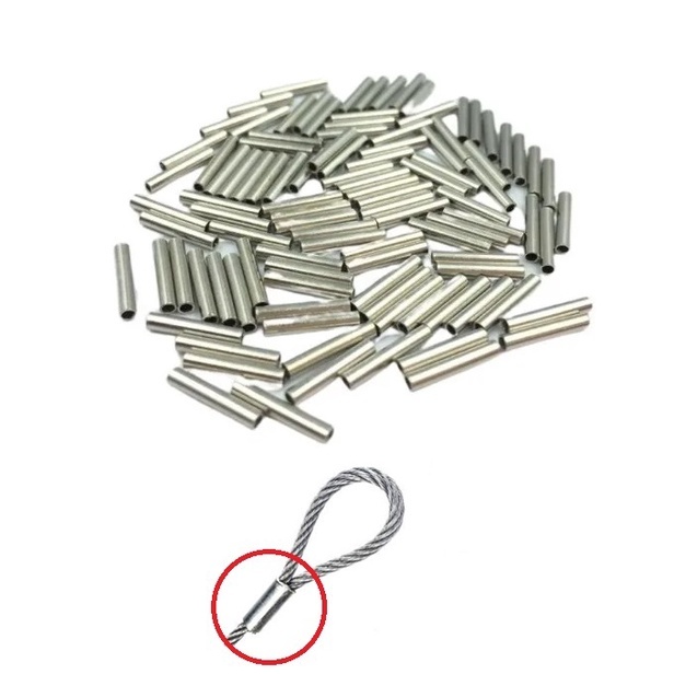 Mini Luva Luvinha Anilha Inox 2,4 Mm Encastoar Cabo De Aço Pesca 100 Pçs