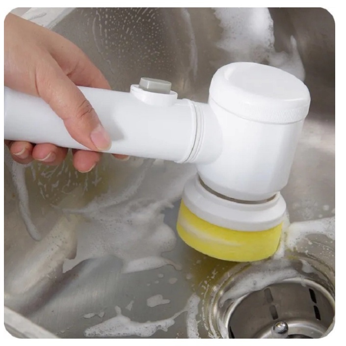 Escova Eletrica de Limpeza 5 em 1 Sem Fio Limpador Multiuso Pratico Para Cozinha Banheiro Prática
