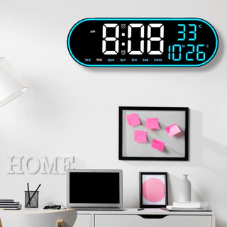 Relógio de Parede LED Grande Termômetro Calendário Alarme Temporizador