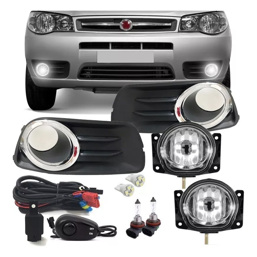 Kit Farol De Milha Palio Fire Economy 2010 Moldura Cromada