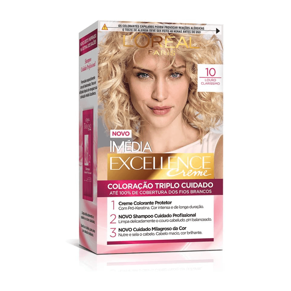 Kit Imédia Excellence L'Oréal 10.0 Louro Loiro Claríssimo Tinta Tintura ...