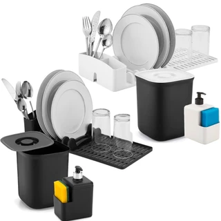 Kit Organizador Escorredor Dispenser Detergente Lixeira 2,5l Acessorios Pia Cozinha Apartamento em Oferta na Shopee