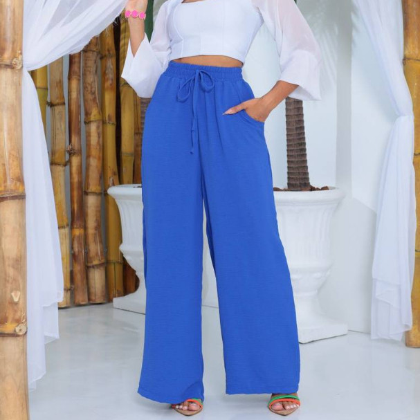 Calça Pantalona Feminina Tecido Duna com elastico na cintura calça flare folgadinha