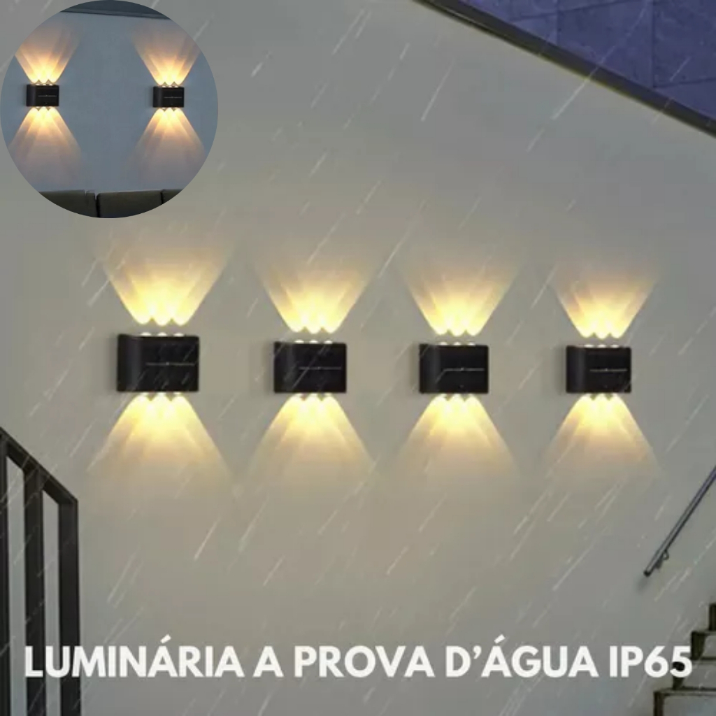 Arandela Luminária solar 6 leds decorativas jardim escadas piscinas à prova dágua